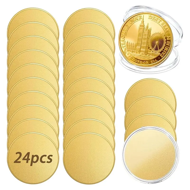 

Монеты-заготовки YLS-Alloy, 24 шт., 40 мм, с резьбовым краем, лазерная гравировка, для рукоделия, с акриловым защитным футляром