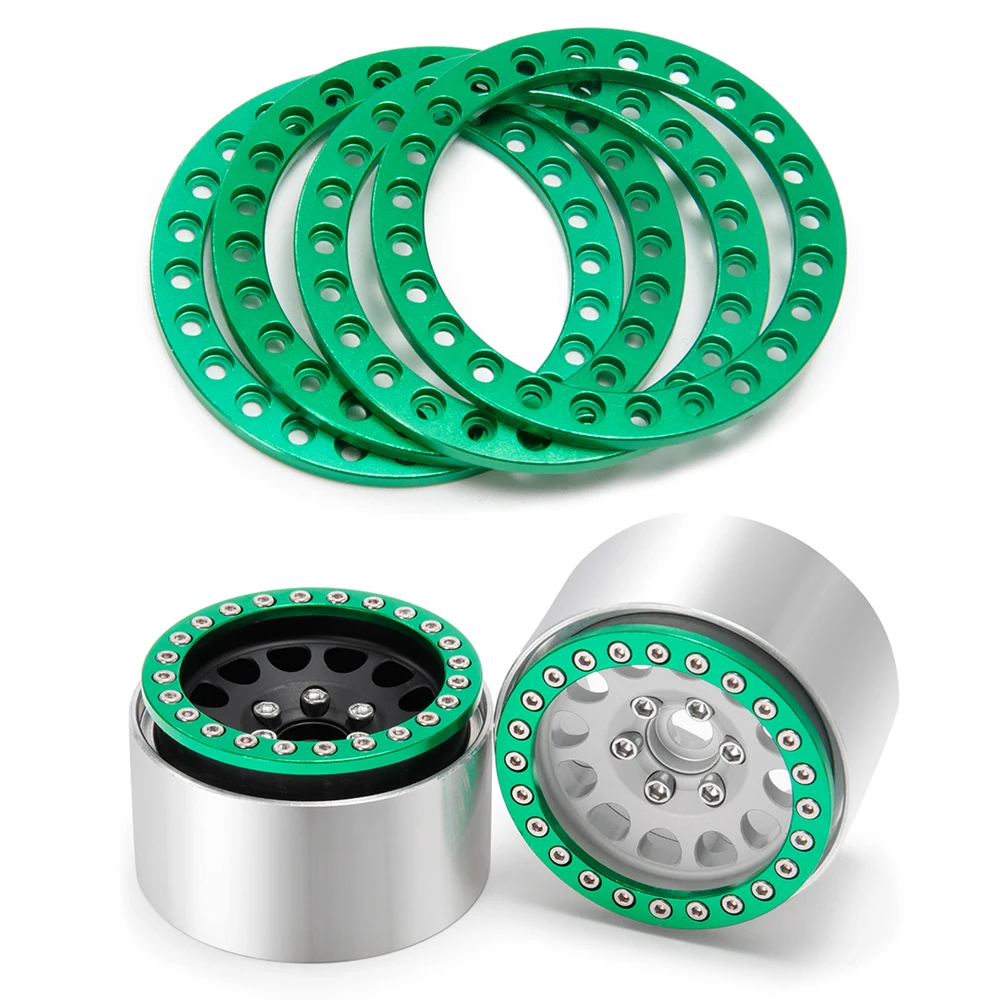 MIBIDAO – anneau extérieur de roue à billes en métal de 1.9 pouces, 4 pièces, pour Axial SCX10 90027 90046 D90 TRX4 Wraith 1/10 RC, pièces de voiture sur chenilles