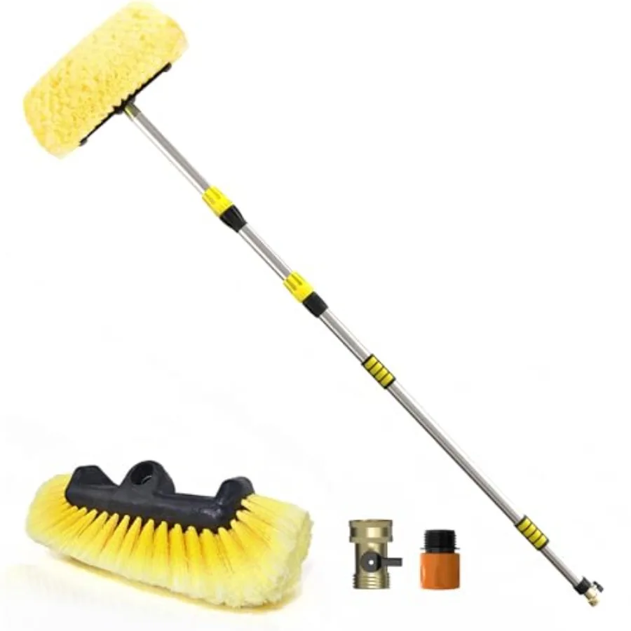 

12Feet Car Wash Brush with Long Handle 12-Inch Soft Bristle Car Cleaning Brush for Cleaning RV Truck Boat Solar Panels