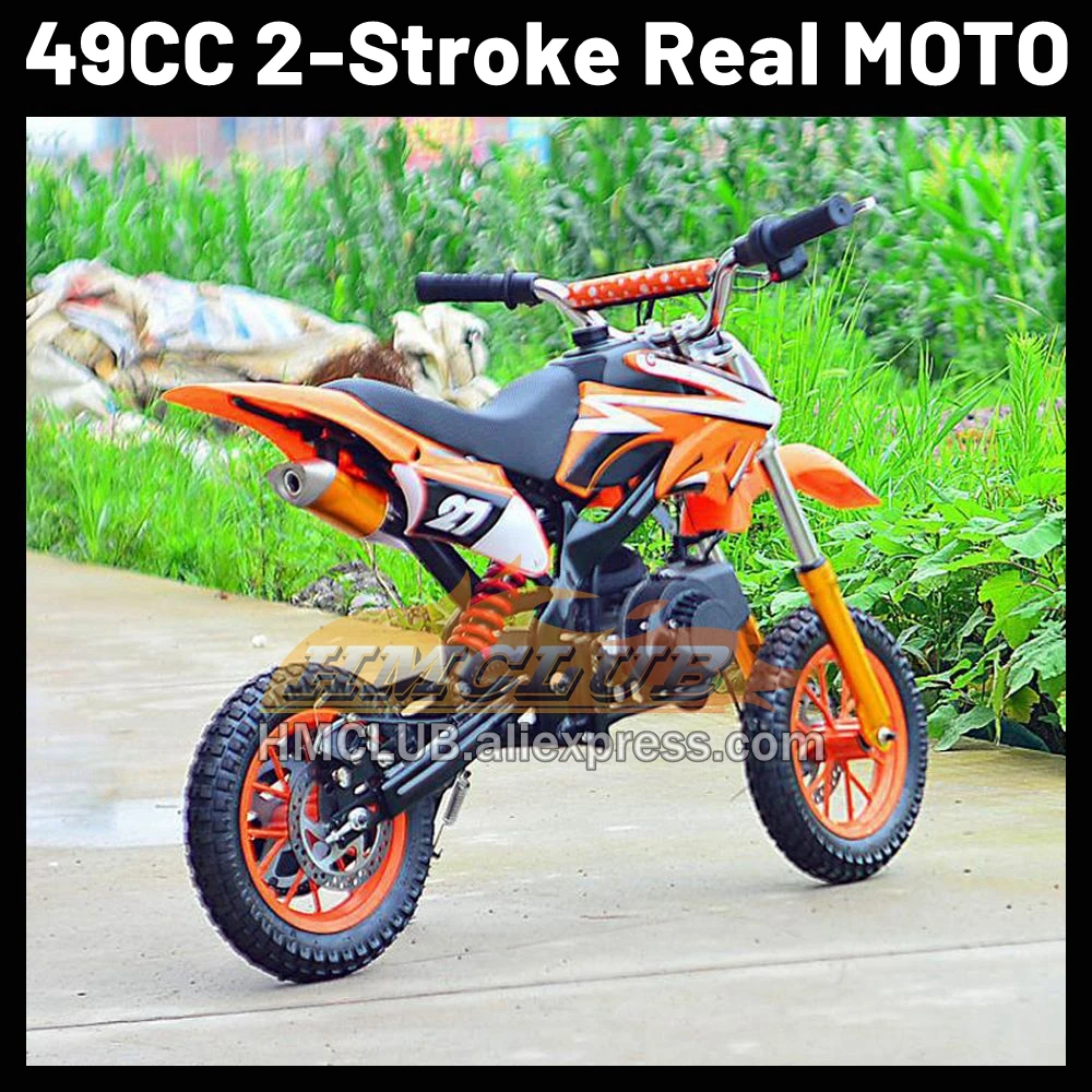 49 50 CC Dirt Bike Mini Off-road Vehicle Apollo Mountain Small Motorcycle 2-Stroke Cross Gasoline Kart Children Racing Motobike