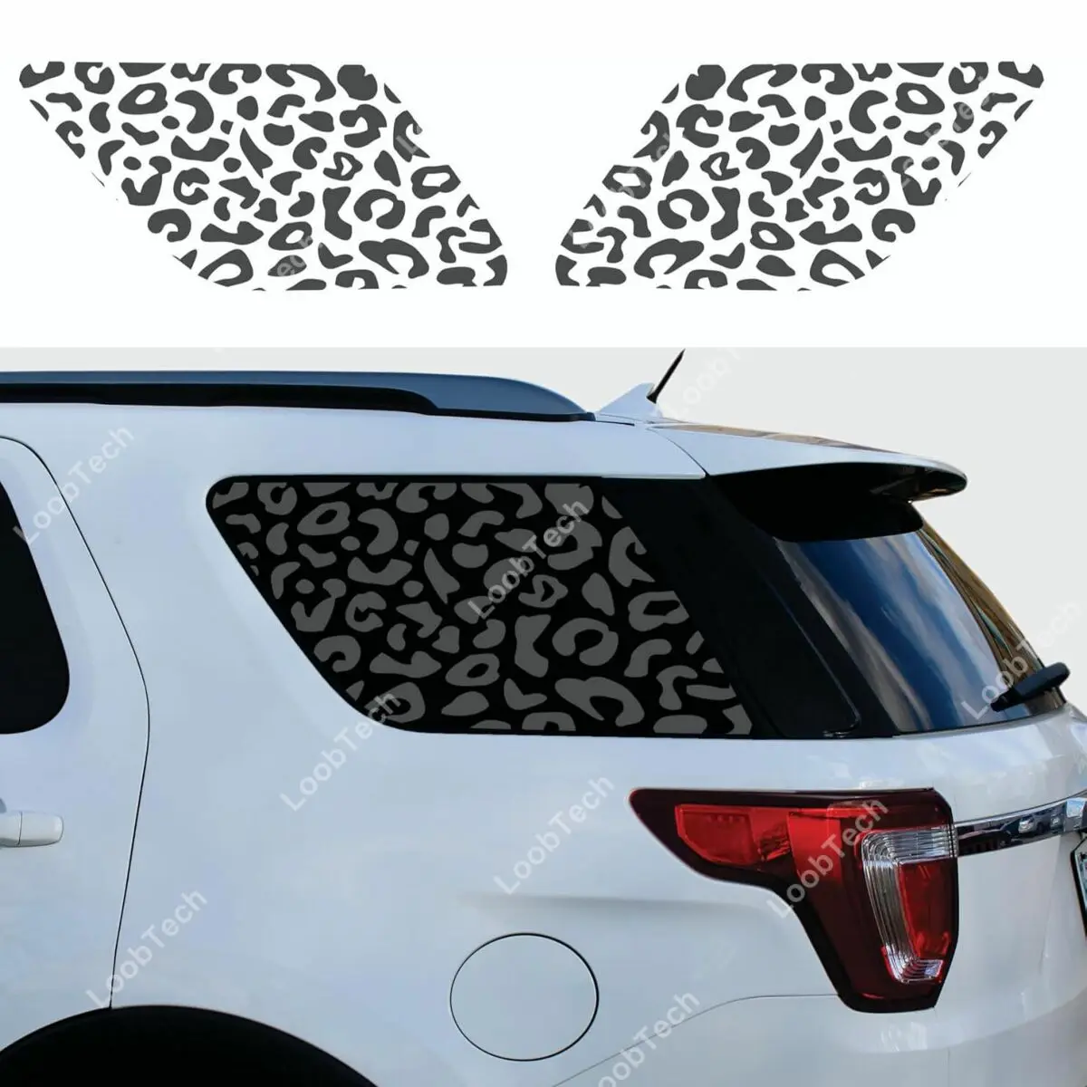 Pre-cut Leopard Cheetah Print Window Decals For Ford Explorer 2011-2019 2Pcs Matte Black Window Trim Stickers