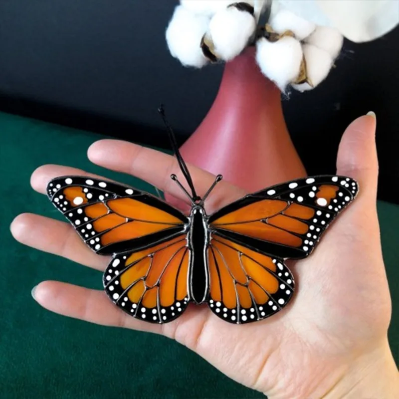 Atrapasueños de mariposa monarca, decoración de ventana acrílica colorida, regalo hecho a mano para madre, decoración única para el hogar con luz solar