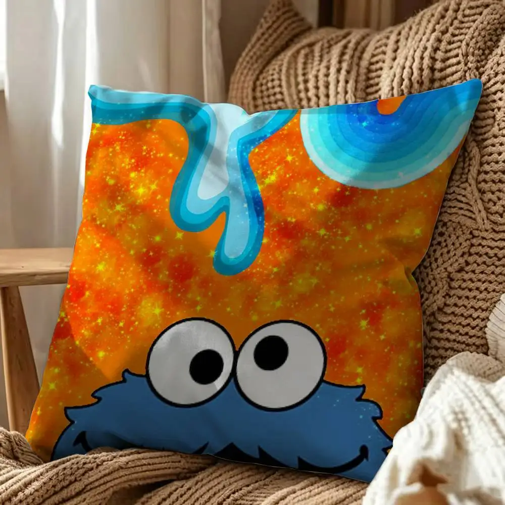 The Cute Cookie Monster Square Pillow Case Multi Sizes For Car Home Bedroom Decor Custom Valentine Gifts