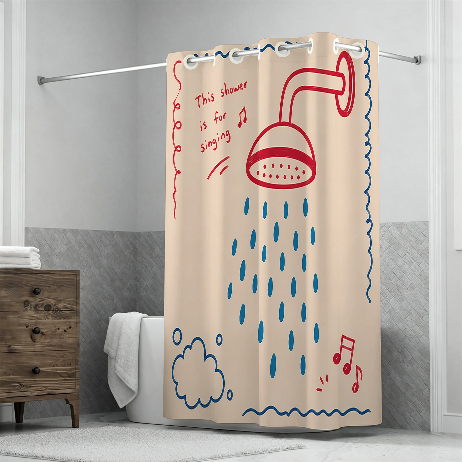 1pc Creative Hand-Painted Doodle Bathroom Shower Curtain | 
