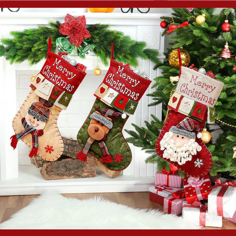 

Red Christmas Bags Sweets Gift Bags Christmas Socks Products Ornaments New Year'S Decor Home Christmas Tree Decoration
