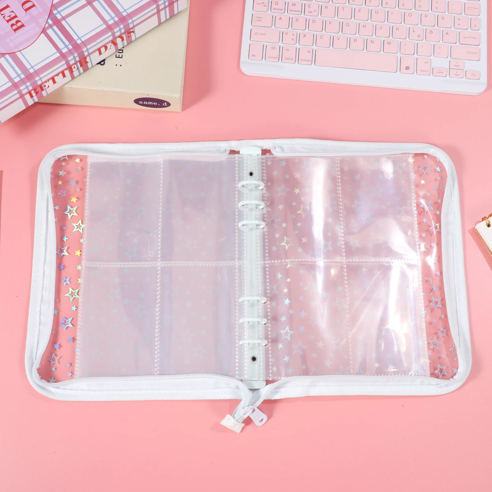 

A5 Zipper PVC Notebook Photocard Large Binder Kpop Capacity Sturdy Photocard Binder Kpop Sleeves Holder Book Storage Box