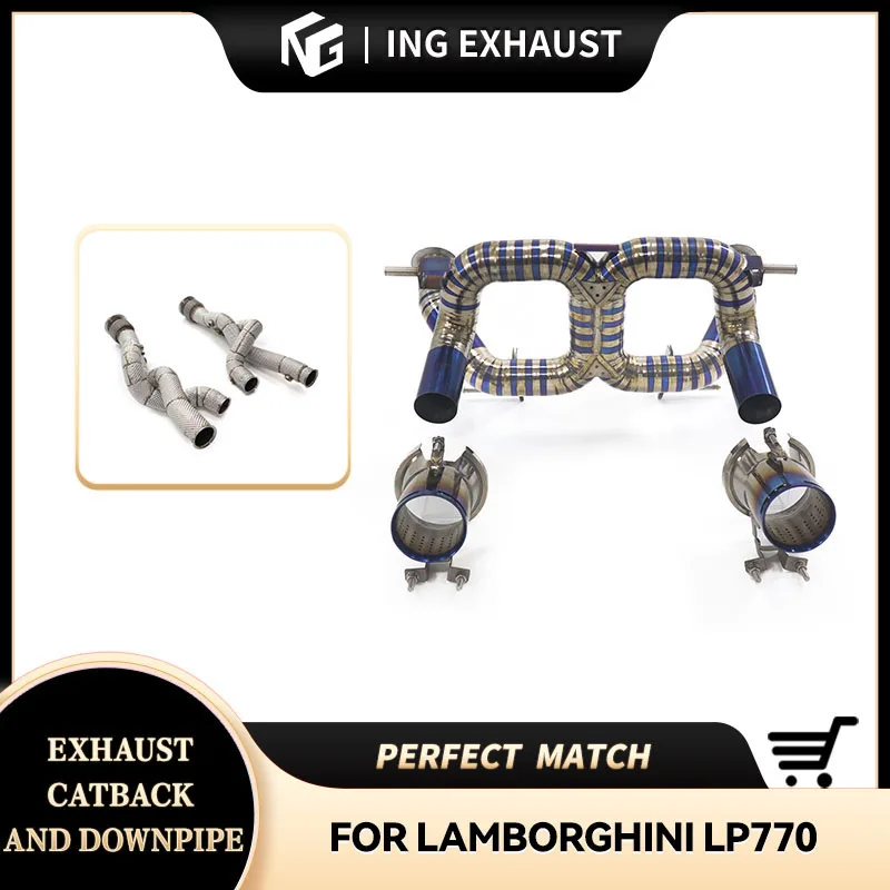 

ING valveless catback+downpipe exhaust system F1 design for Lamborghini Aventador S LP770 SVJ with tips