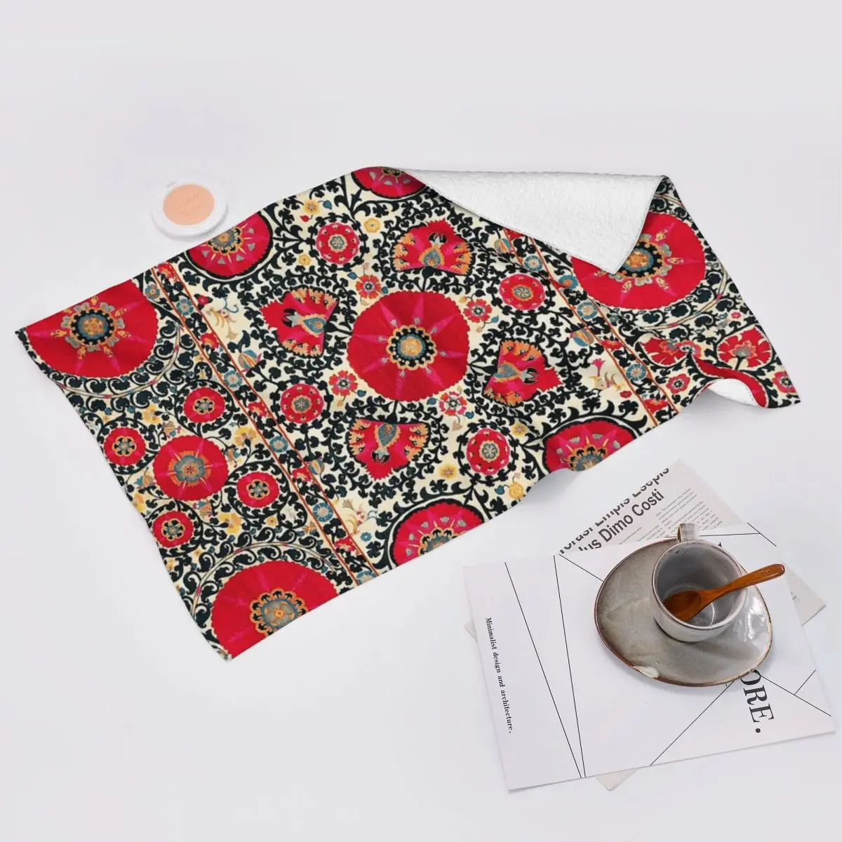 Custom Shakhrisyabz Suzani Uzbek Embroidery Print Soft Face Towel Quick Dry Pool Bath Cotton Towels Absorbent Quick