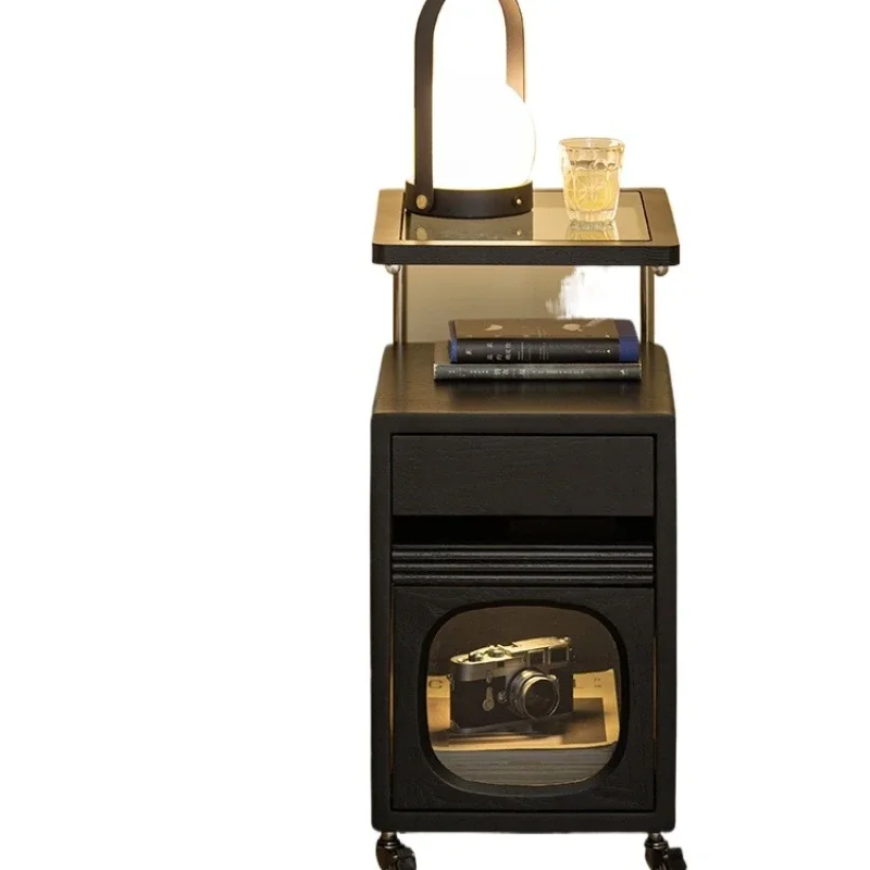 

Extremely narrow modern simple bedside table small household bedroom projection bracket sofa side cabinet solid wood living