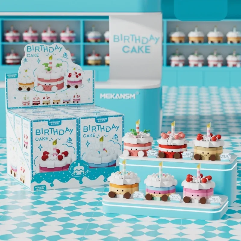 Cute Micro Particle Building Blocks Simulated Birthday Cake Model Assembly Educational Toy Desktop Ornament Kids Birthday Gifts