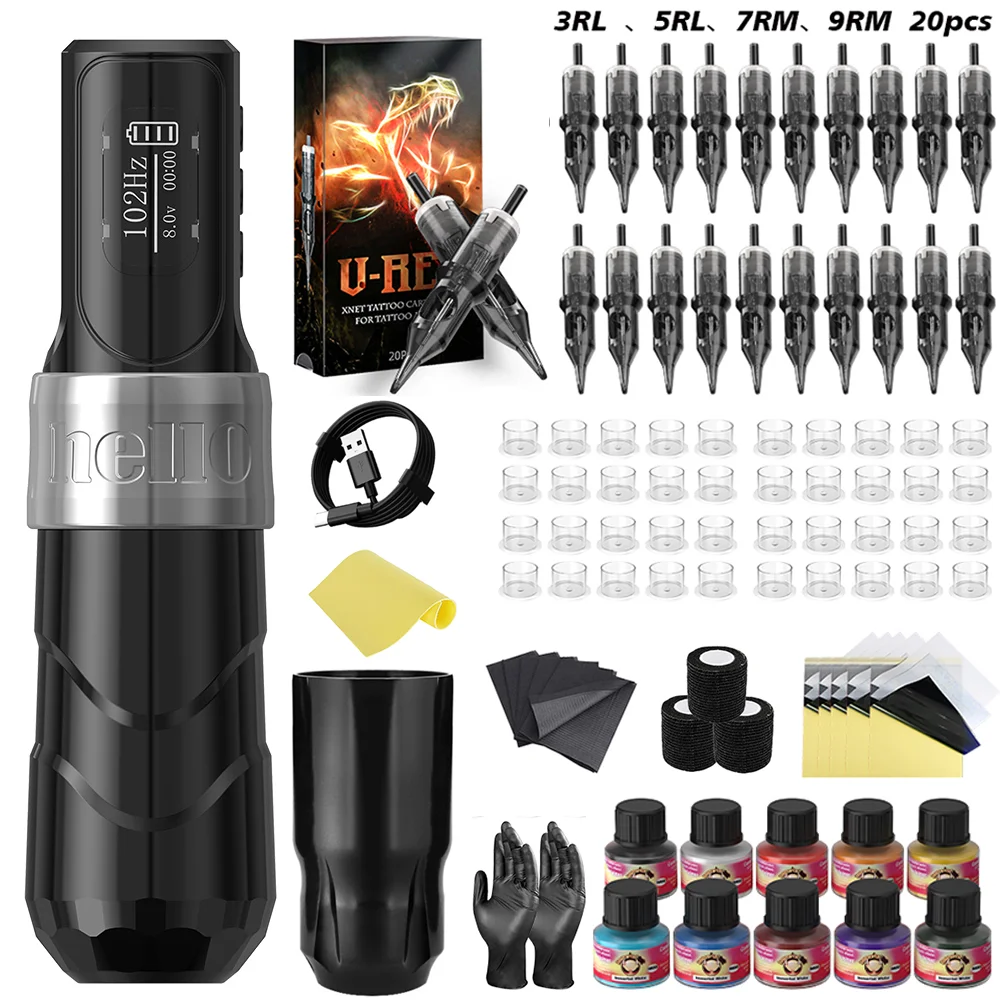 Tattoo Kit  Wireless Tattoo Pen Kit Rotaty Machine Pen Kit 4.0mm Stroke Custom Motor 2400mAh Battery Capacity For Tattoo