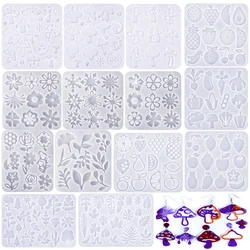 DIY Plant Shape Earring Pendants Crystal Epoxy Silicone Mold Mushroom Leaves Flower Craft Resin Mould Jewelry Making Accessories