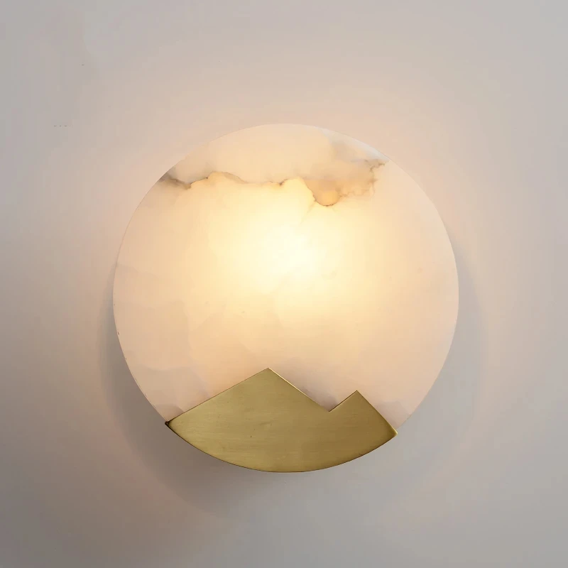 

Marble wall lamp circular LED copper modern Nordic wall lamp indoor lighting room hotel bedroom living room decoration YX852TB