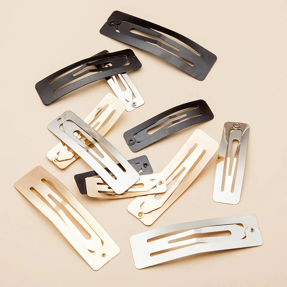 100 Stücke 5 cm 6 cm 7 cm 8 cm Rechteck BB Haarnadeln Basis Gold Silber Schwarz Snap Haarspangen für Handgemachte DIY Haarspangen Zubehör – Detail 3