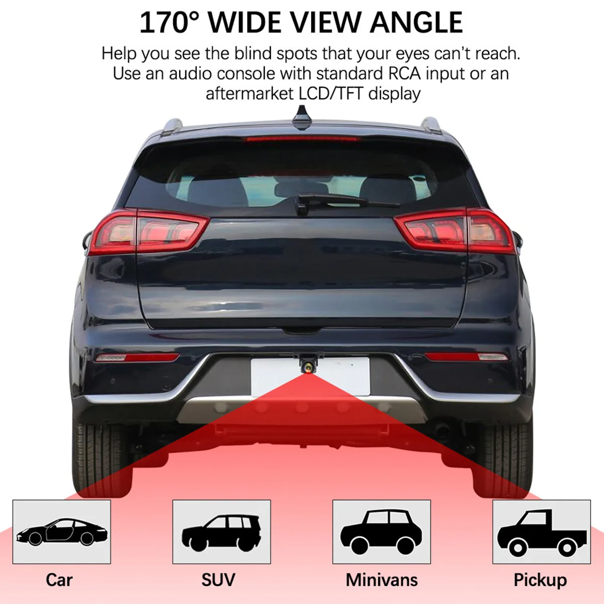 Car Backup/Front/Side View Camera with Guideline AHD 1080P Reverse Rear Cam Adjustable Lens for Used in variety of vehicles