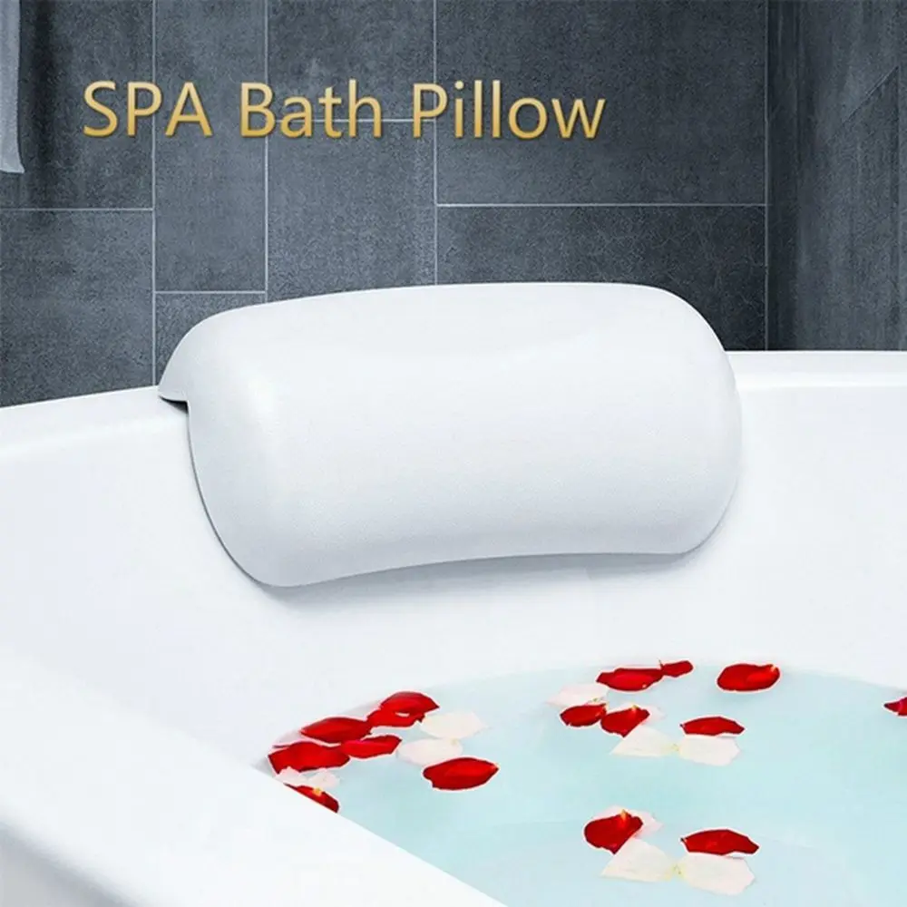 White PU Leather Bath Pillow with Suction Cups for Home  Spa Neck Support Bathtub Cushion Tub Accersories Head Rest