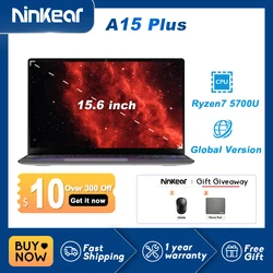 Ninkear A15 Plus Laptop 15.6 inch IPS 1080P AMD Ryzen7 5700U 32GB DDR4 1TB PCIE 5000mAh Long Battery Life Business Notebook