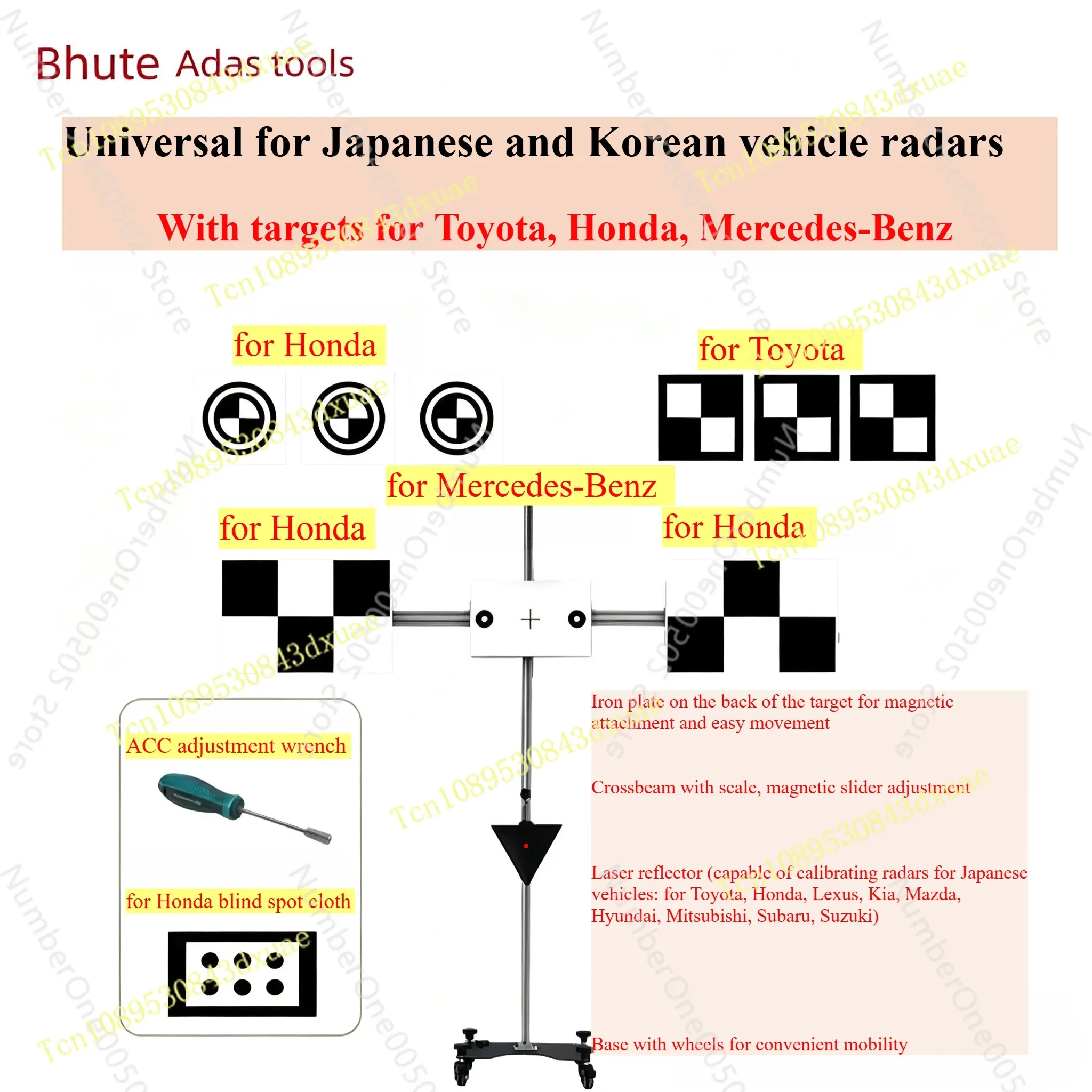 ADAS Calibration Tool with ACC mmWave Radar for Japanese  Korean Cars, Front Camera Calibration for Mercedes, Toyota ，Honda
