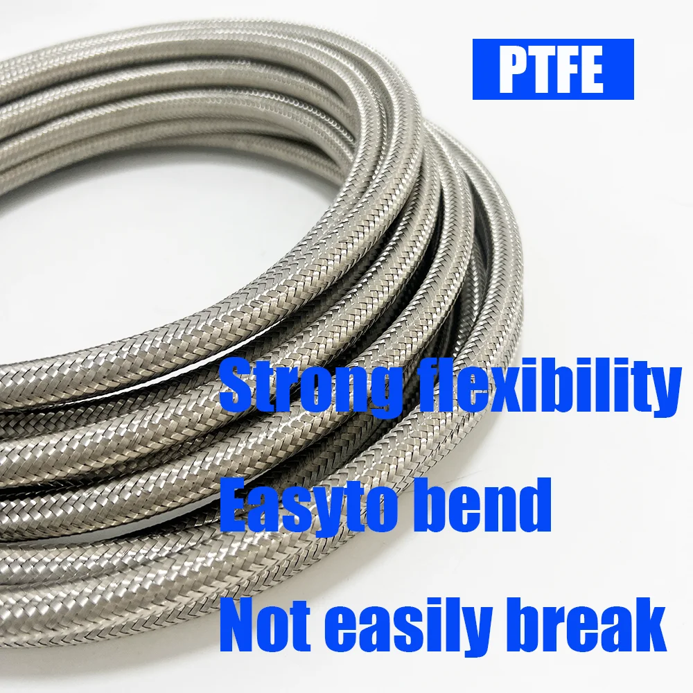 1M3M5M8M10MFuel Oil Line Hose PTFE Gas Cooler Line Pipe Tube 304 Stainless Steel Braided High Temperature ResistanceCar Parts