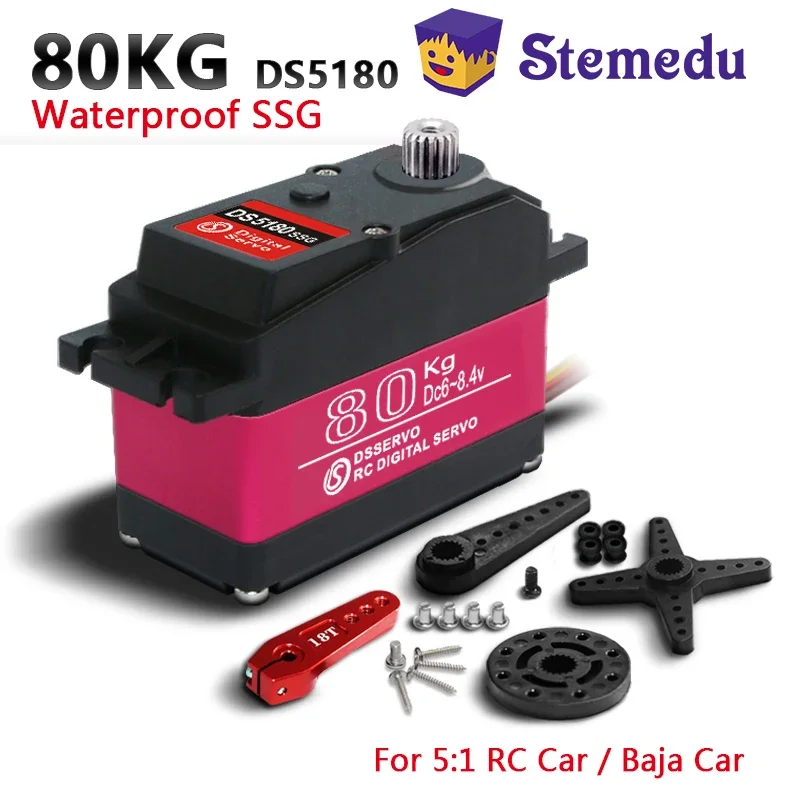 RoRuSDsservo Waterproof DS5180 80KG High Speed Torque Digital  8.4V Metal Gear Motor For Redcat HPI Baja 5B SS 1/5 Scale RC
