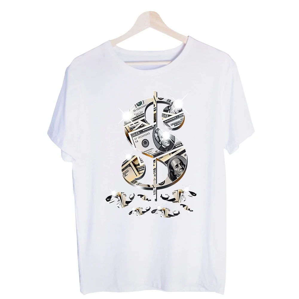 Men's Dollar Sign Money Print Graphic Tee, Short Sleeve Crew Neck T-Shirt for Urban Streetwear and Casual Daily Wear