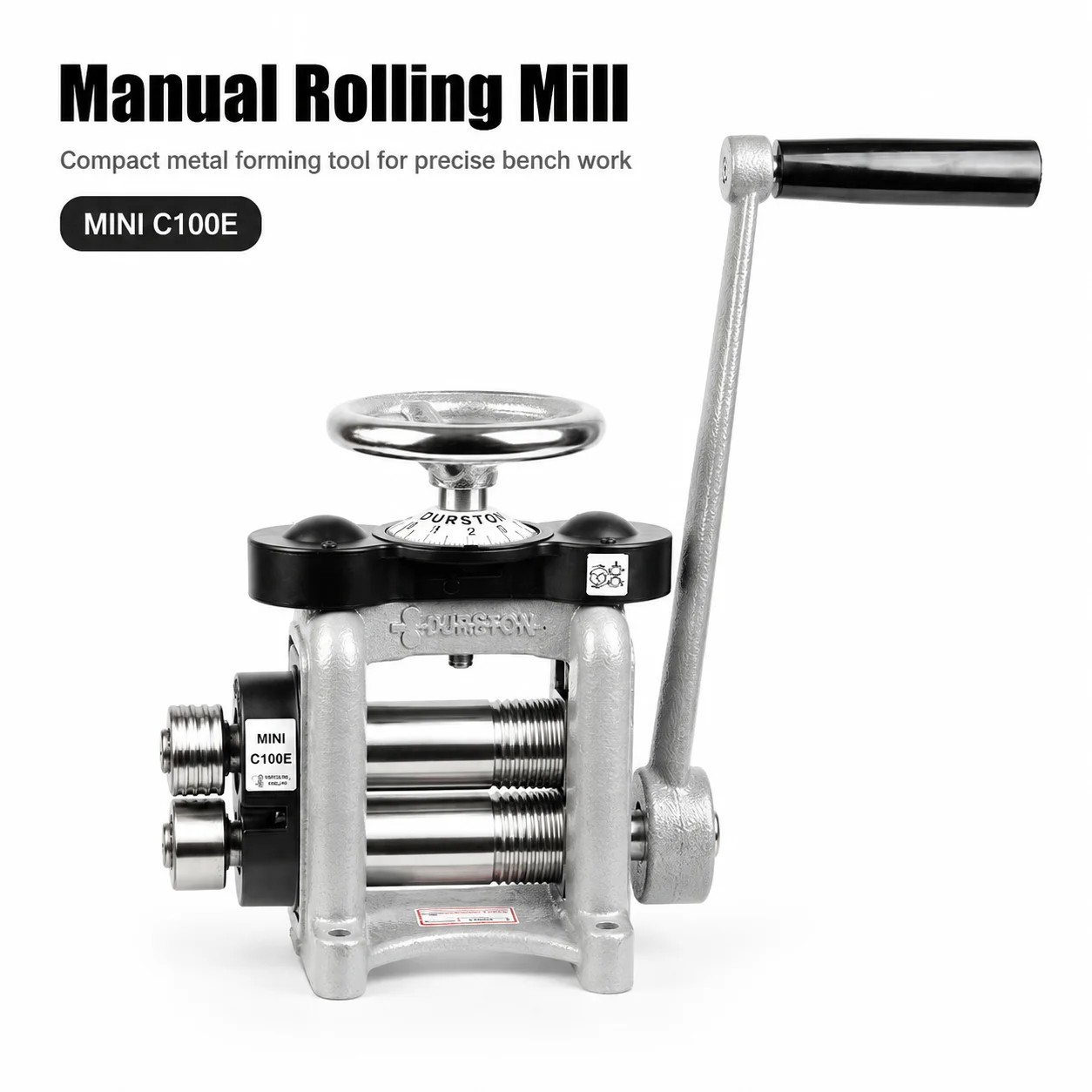 Durston Mini C100E Combination 100mm Rolling Mill 9 Square Wire Grooves 4 Half Round Rollers Jewelry Sheet Wire Forming Tool