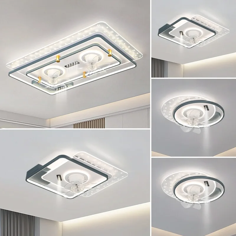 Modern minimalist shaking fan ceiling light for living room 2026 new bedroom acrylic full spectrum household lighting fixtures