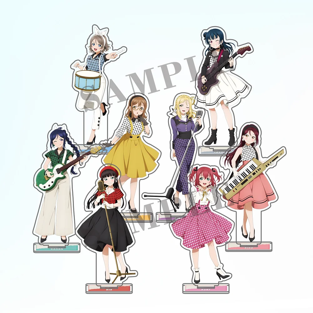 Love Live! Sunshine!! Rock style High Transparency Double-Sided Printed Acrylic Stand Desktop ornaments Gifts keychain 15CM