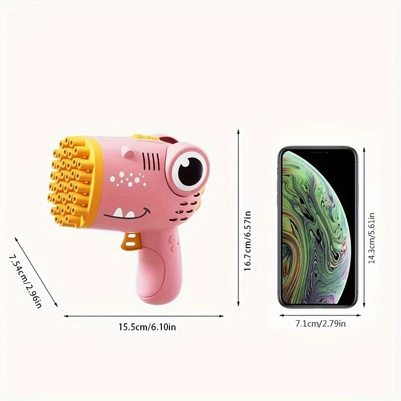 Machine à bulles dinosaure 40 trous, jouet portatif pour enfants, pistolet à bulles sans batterie sans bulle d'eau
