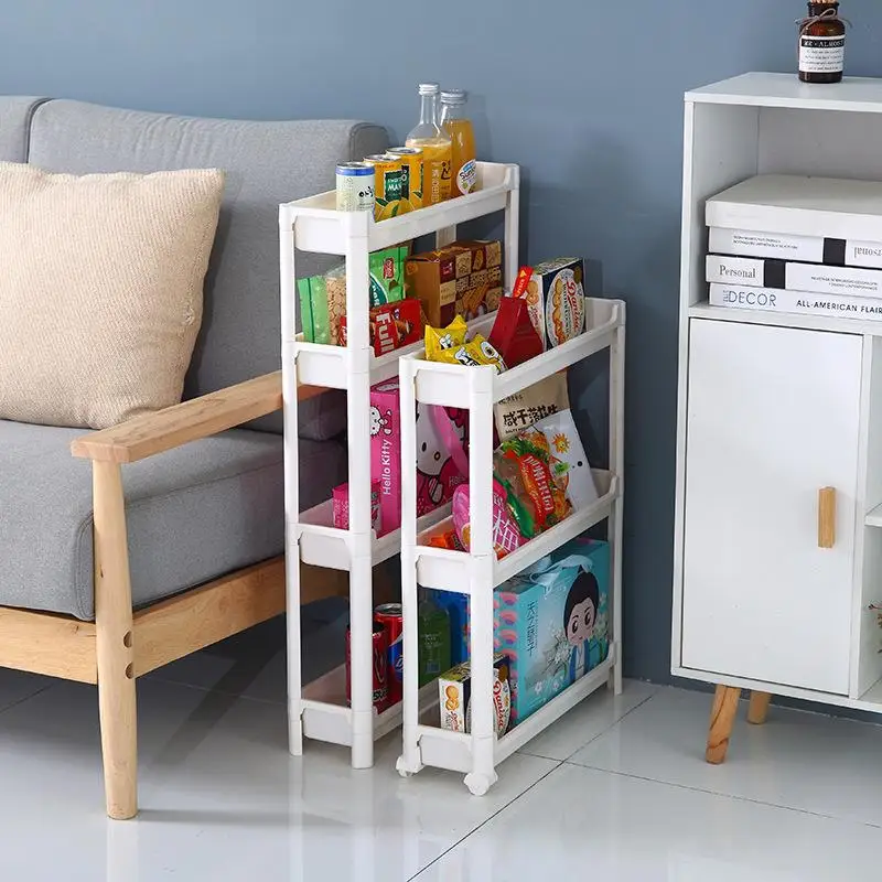 Bathroom Narrow  Shelf 15cm Wide Standing Toilet Room Divider Waterproof Mobile Storage Rack with Wheels Bathroom Organizer