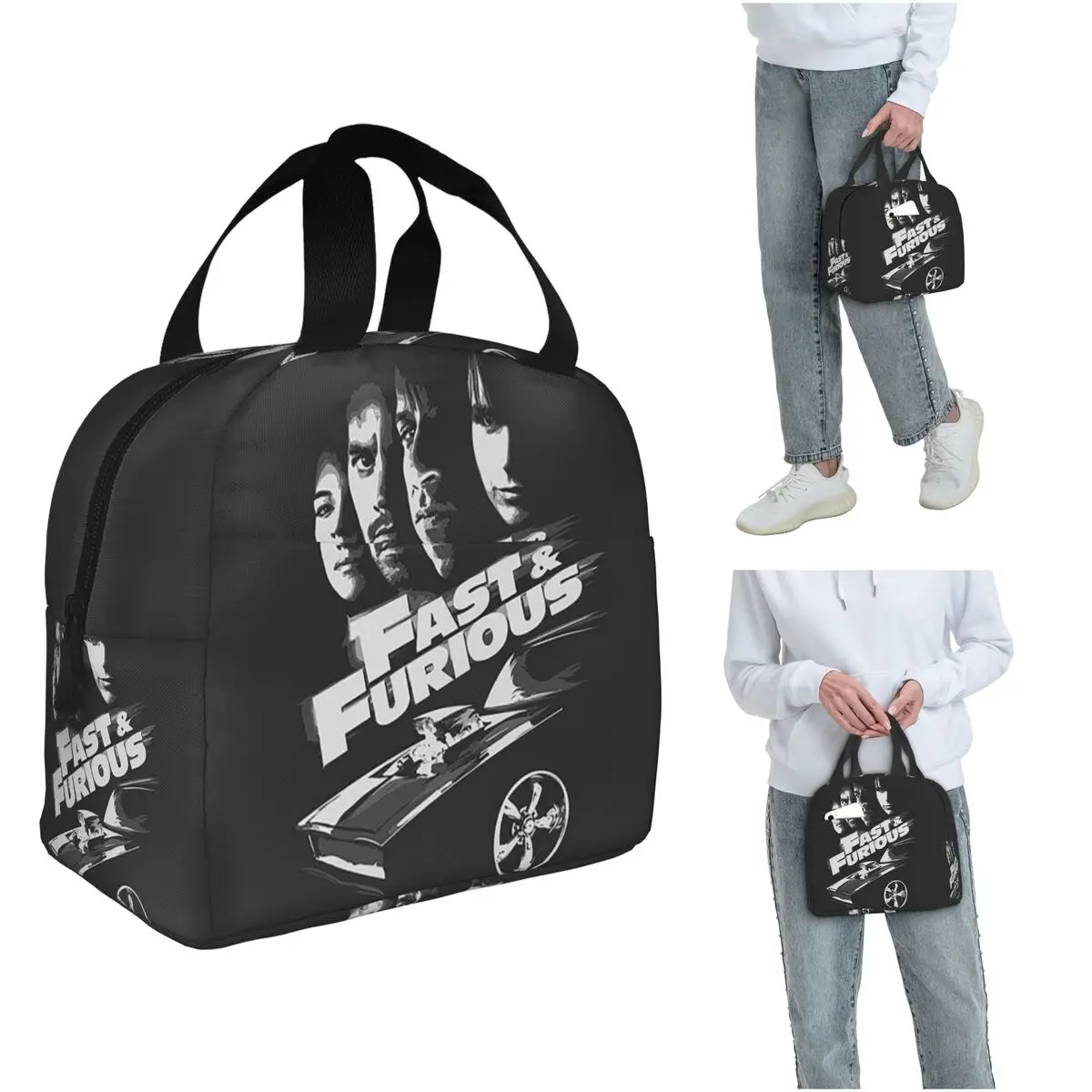 Fasts And Furious Movie Vintage Poster Isolierte Lunchtasche für Damen und Kinder, tragbare Lebensmittelboxen, Thermo-Lunchbox-Tragetasche
