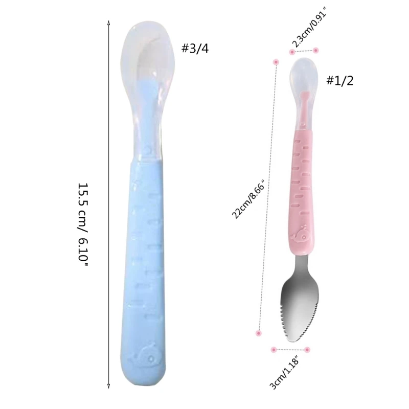 Cuillère d'alimentation supplémentaire, cuillère en Silicone à double tête, grattoir pour tout-petits