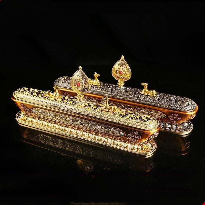 

Reindeer Sanskrit Incense Stick Burner, Alloy Buddhist Tibetan Worship, Meditation, Engraving Fire, Mandala Smoke Supply Furnace