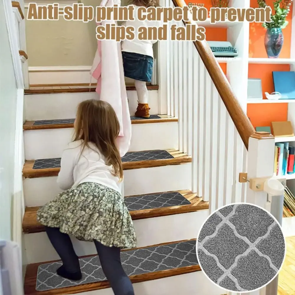 Fashion Self-adhesive Staircase Mat Safety Non-Slip Stair Tread Carpet Mat Soft Stripe Door Mat Home Decor