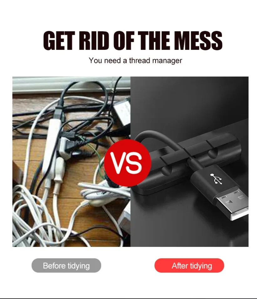 Cable Organizer Management Wire Holder Flexible USB Cable Winder Tidy Silicone Clips For Mouse Keyboard Earphone Protector