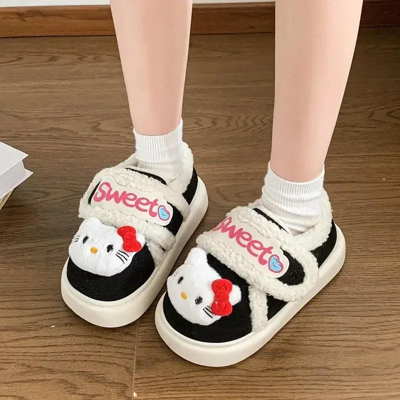 

Sweet Hello Kitty Anime MINISO Kawaii Ins Lovely Doll Thick Soled Warm Shoes Cute Cartoon Cotton Slippers Gifts for Kids