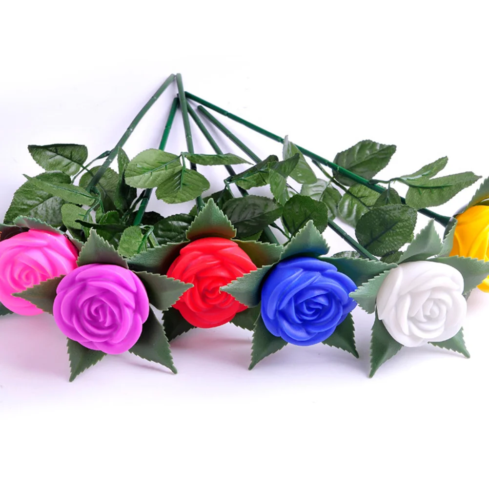 6 Pcs Colorful Rose Bag Valentine's Day Gift Lights LED Commemorate Mixed Colors Gifts for Wife