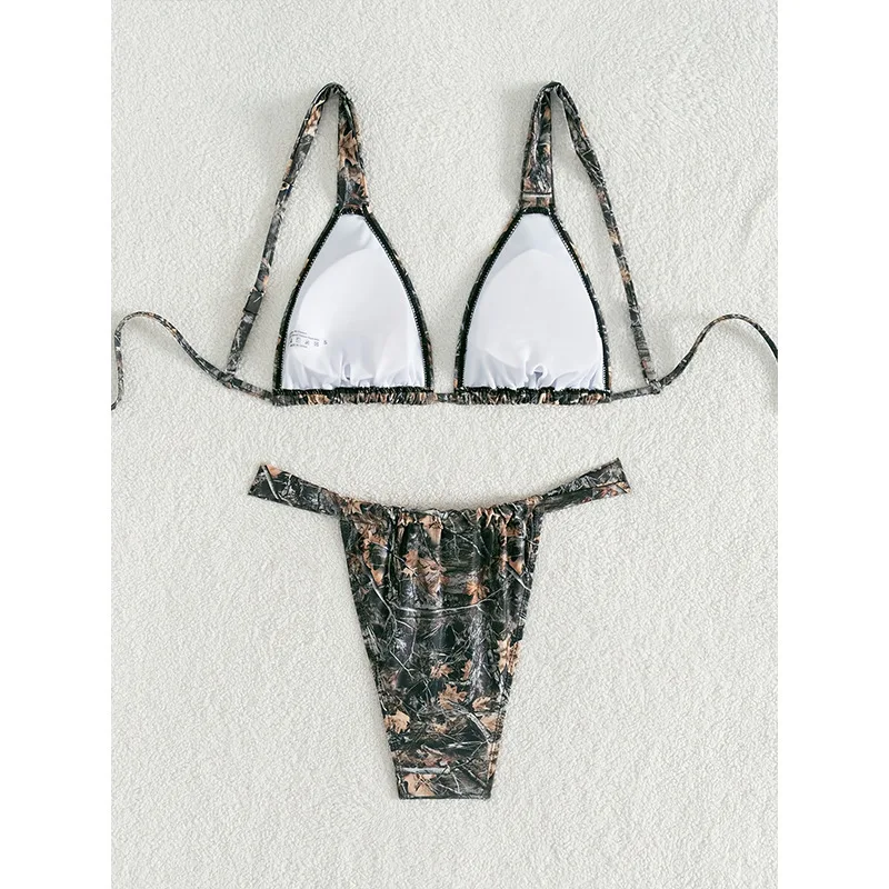 2025 Costume da bagno sexy da donna Nero Halter String Triangolo Micro bikini Perizoma Cuore Anello a costine Costume da bagno Costume da bagno Bikini Set