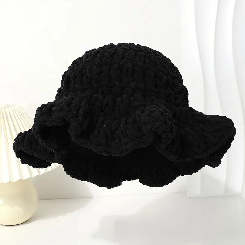 Knitted Fisherman Cap Fashion Wavy Brim Warm Dopamine Color Range Date Jellyfish Hat Party Outdoor Skiing