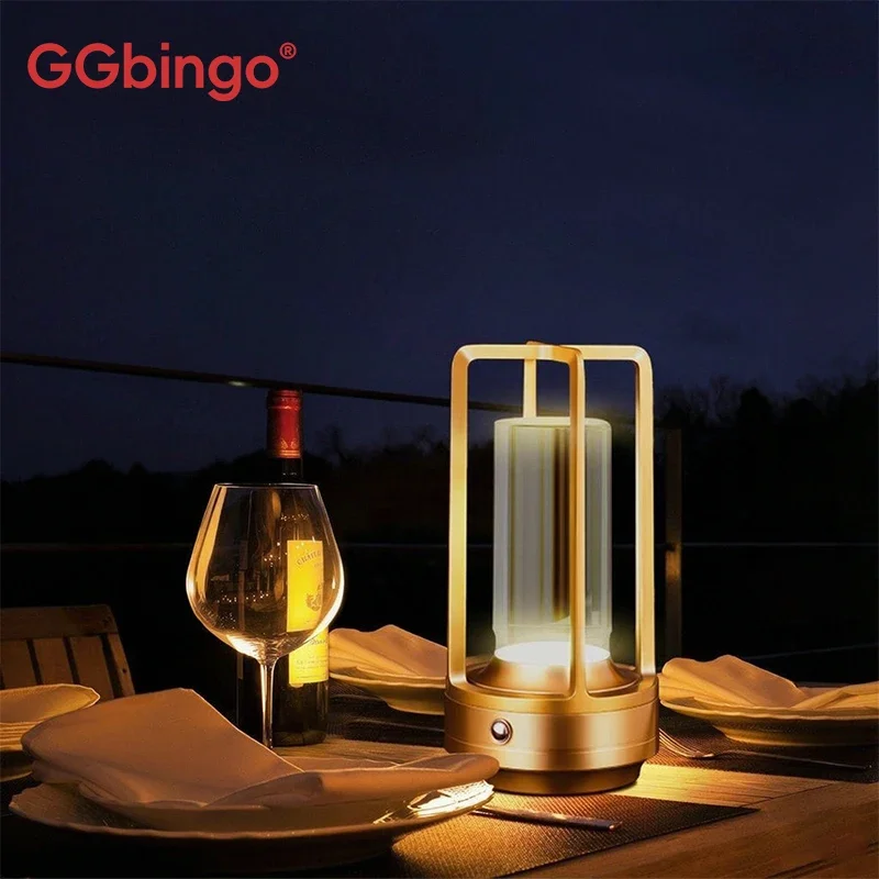 GGbingo Wiederaufladbare LED Kabellose Tischlampe, Stilvolle Schreibtischleuchte, Camping-Stimmungslicht, Kreative Restaurant-Nachttischlampe