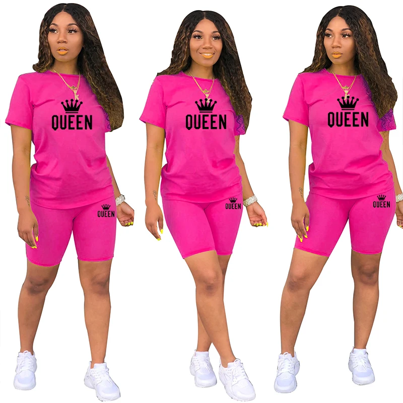 

American Print Vintage Casual Suit Letter Office Ladies Classic Sexy Bodycon Tees Female Basic Shorts Summer Stretch Women Set