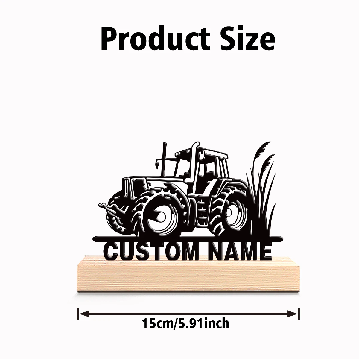 1pc Modern Excavator Custom Text Tin Statue Tin Ornament Tin Sculpture With Wood Base Handicraft With Wood Base For Home Decor