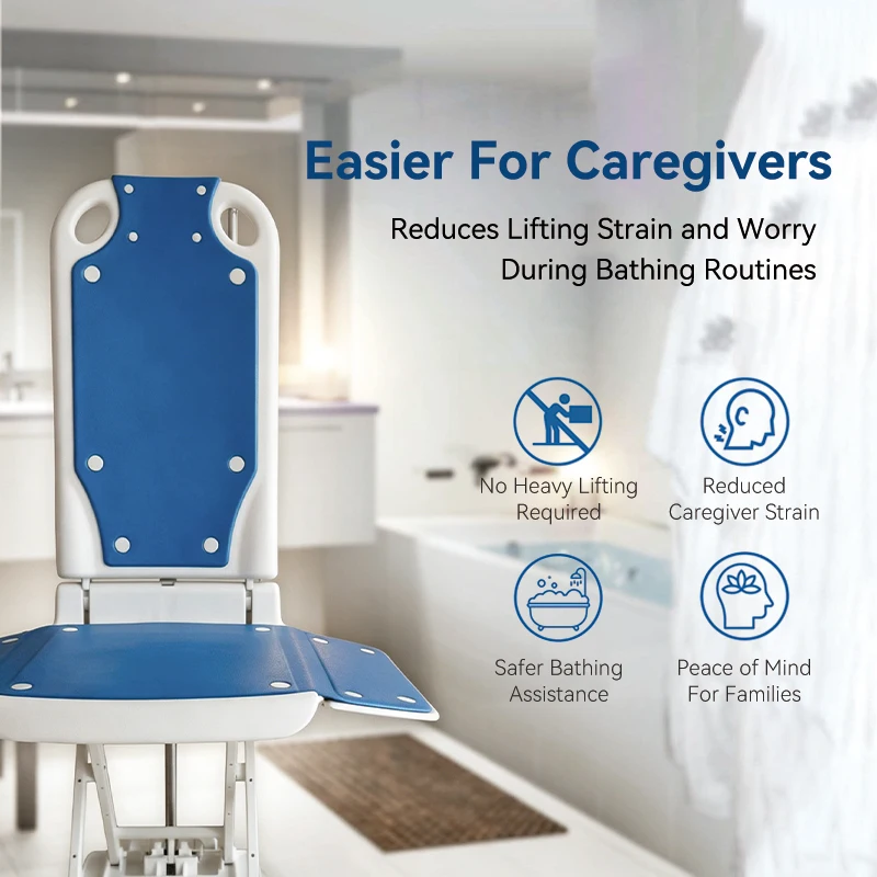 Portable Bath Lift Lightweight IP68,Medical Waterproof Electric Bath Lift Chair For Elderly Seniors With Reclining Backrest