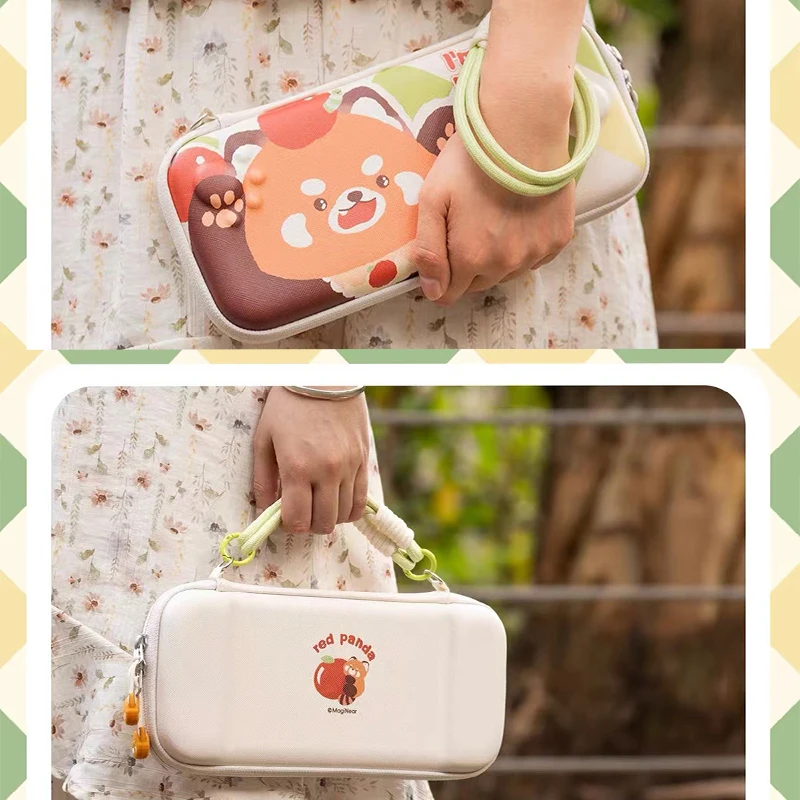 Cute Bear Carrying Case compatible with Nintendo Switch/Switch OLED,Kawaii Slim Storage Bag with Hand Strap for NS Switch Oled