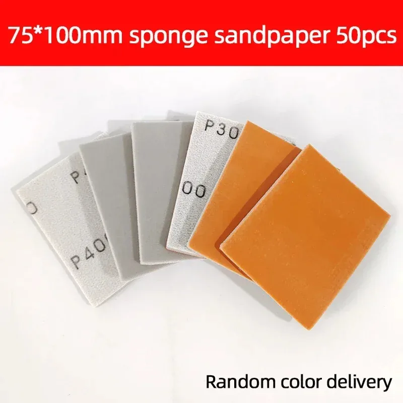 

50pcs Wet & Dry Back Sanding Sponge Disc 75*100mm Sandpaper Self-adhesive 400-3000 Grit Polishing Grinding Tools