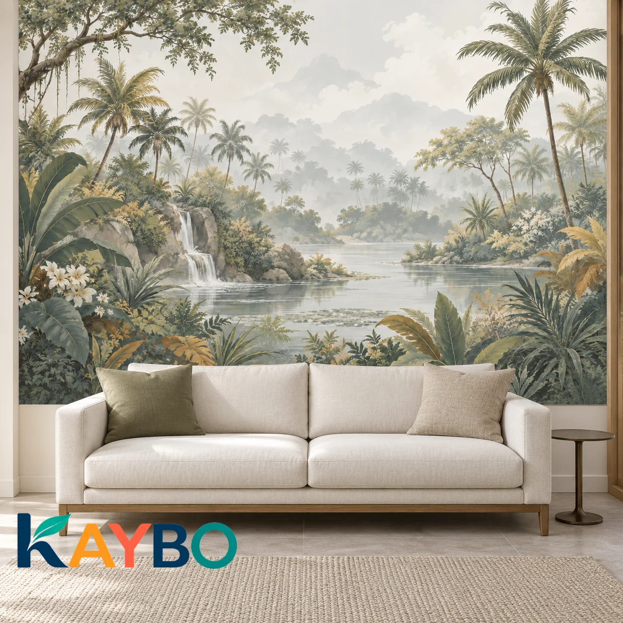Tropical Jungle Wall Mural Waterfall Palm Forest Landscape Wallpaper Non Self Adhesive Bedroom Living Room Nature Wall Decor Art