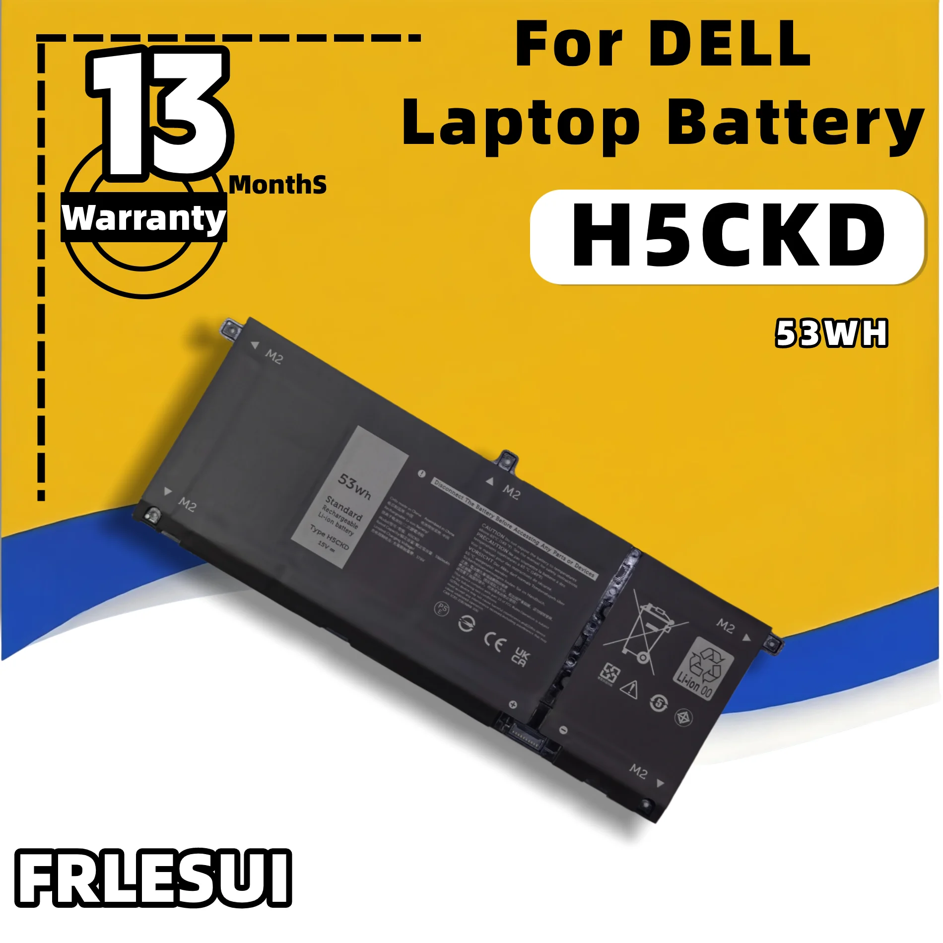 FRLESUI Replacement Laptop Battery for Dell Inspiron 14 5400 Series 07T8CD H5CKD P129G001 15V 53Wh, Brand New,13M Warranty