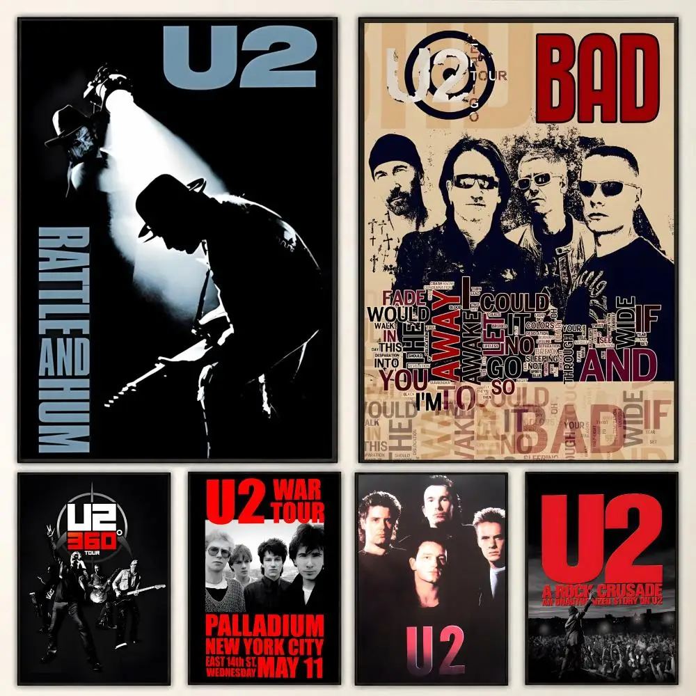 U2 Classic 80s Rock Band Album Live Concert Music Vibes Poster Aesthetic Art Print for Bedroom & Living Room Decor, Unframed