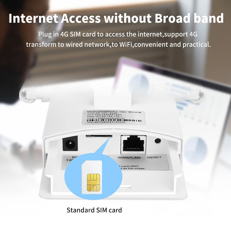 KuWFi Outdoor 4G LTE Router 150Mbps Wireless Wi-fi Router with External Antenna SIM Card Slot Support 48V POE Switch for Camera