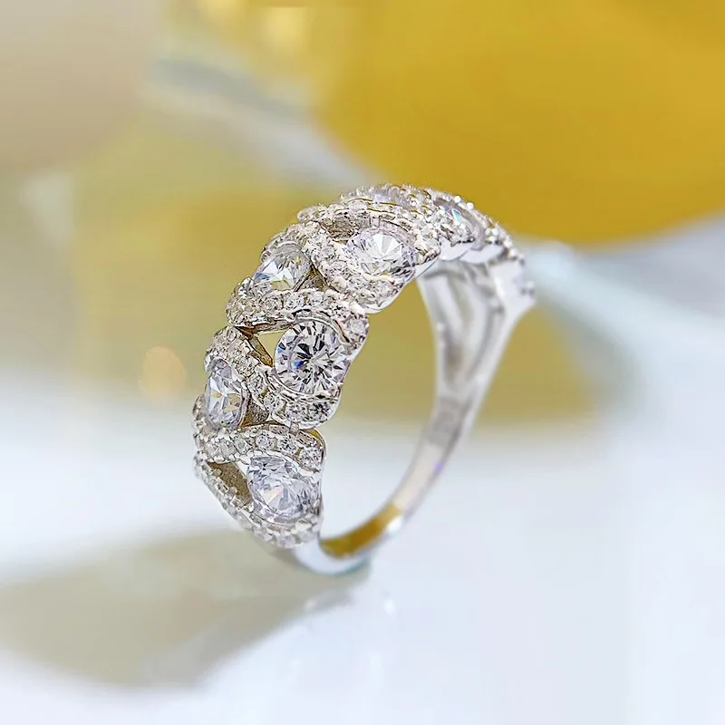 2023 new S925 silver ring personality fashion zircon white diamond red diamond fashion wholesale ring women